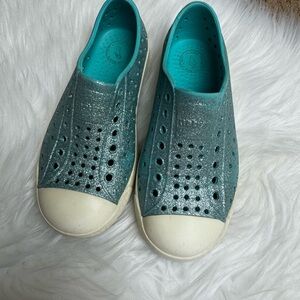 Blue glitter natives  Perforated Slip-On Shoes